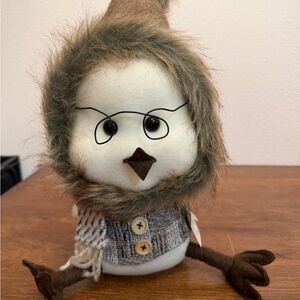 Debi Lilly Snow Bird Plush Décor – 16” Winter Bird Figure – New With Tags